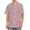 Pink Rose Zigzag Pattern Print Aloha Shirt