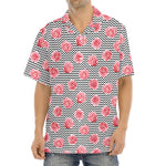 Pink Rose Zigzag Pattern Print Aloha Shirt