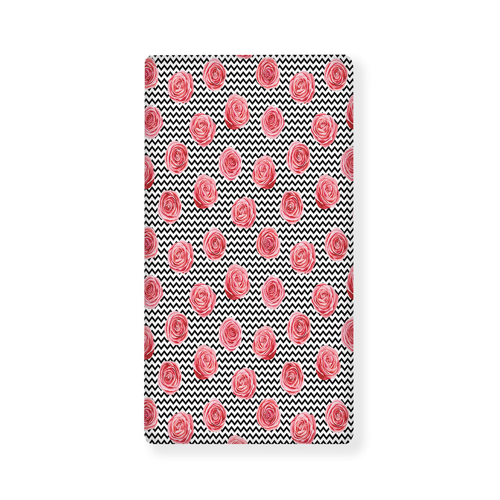 Pink Rose Zigzag Pattern Print Baby Crib Sheet
