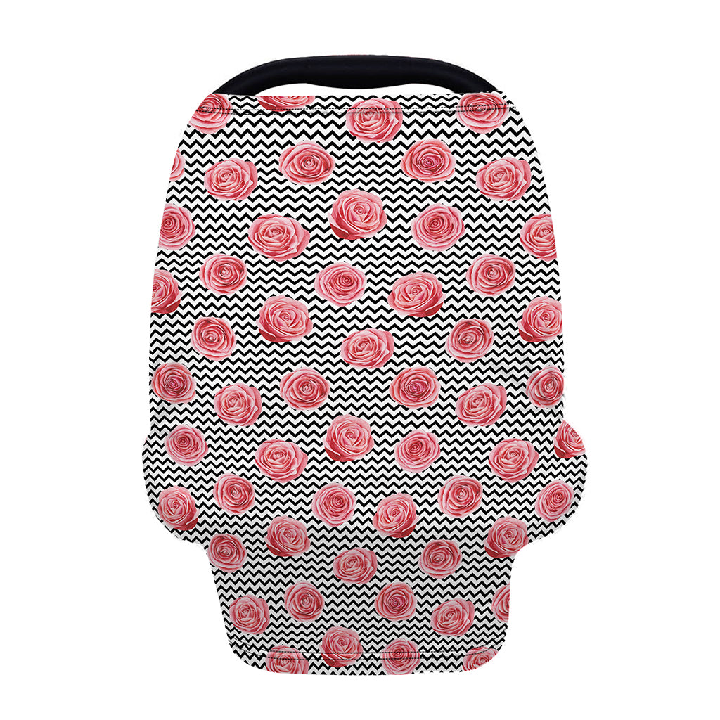 Pink Rose Zigzag Pattern Print Baby Seat Cover