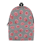 Pink Rose Zigzag Pattern Print Backpack