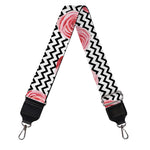 Pink Rose Zigzag Pattern Print Bag Strap
