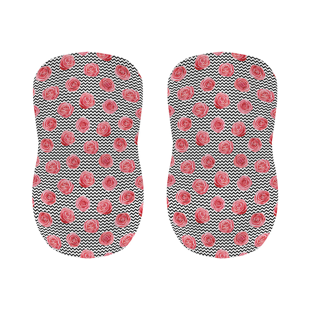 Pink Rose Zigzag Pattern Print Bar Stool Covers