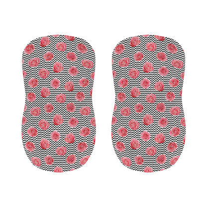 Pink Rose Zigzag Pattern Print Bar Stool Covers