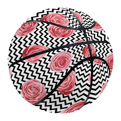Pink Rose Zigzag Pattern Print Basketball