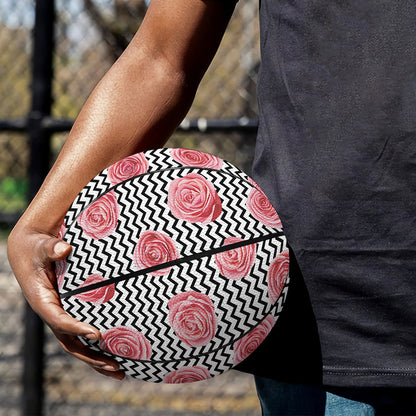 Pink Rose Zigzag Pattern Print Basketball
