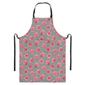 Pink Rose Zigzag Pattern Print Bib Apron With Pocket