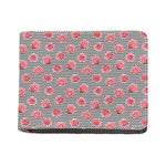 Pink Rose Zigzag Pattern Print Bifold Wallet