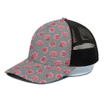Pink Rose Zigzag Pattern Print Black Mesh Trucker Cap