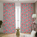 Pink Rose Zigzag Pattern Print Dimout Pencil Pleat Curtains