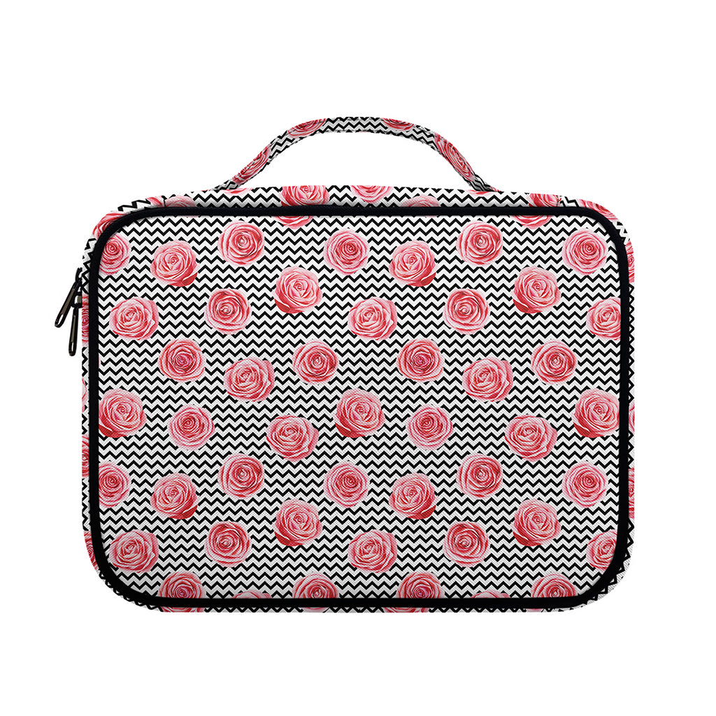 Pink Rose Zigzag Pattern Print Briefcase Bible Bag