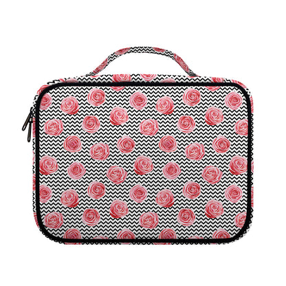 Pink Rose Zigzag Pattern Print Briefcase Bible Bag