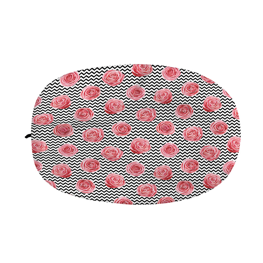 Pink Rose Zigzag Pattern Print Car Side Mirror Covers