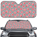 Pink Rose Zigzag Pattern Print Car Windshield Sun Shade