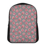 Pink Rose Zigzag Pattern Print Casual Backpack