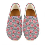 Pink Rose Zigzag Pattern Print Casual Shoes