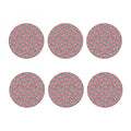 Pink Rose Zigzag Pattern Print Coaster Set
