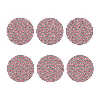 Pink Rose Zigzag Pattern Print Coaster Set