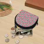 Pink Rose Zigzag Pattern Print Coin Purse