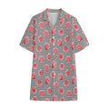 Pink Rose Zigzag Pattern Print Cotton Hawaiian Shirt