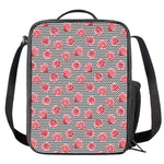 Pink Rose Zigzag Pattern Print Crossbody Lunch Bag