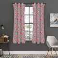 Pink Rose Zigzag Pattern Print Grommet Curtain Panels