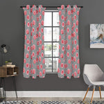Pink Rose Zigzag Pattern Print Curtain