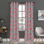 Pink Rose Zigzag Pattern Print Curtain