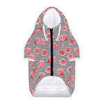 Pink Rose Zigzag Pattern Print Dog Zip Up Hoodie