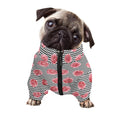Pink Rose Zigzag Pattern Print Dog Zip Up Jacket