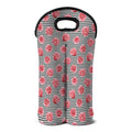Pink Rose Zigzag Pattern Print Double Neoprene Wine Tote