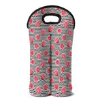 Pink Rose Zigzag Pattern Print Double Neoprene Wine Tote