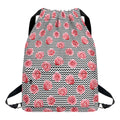 Pink Rose Zigzag Pattern Print Drawstring Backpack