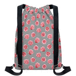 Pink Rose Zigzag Pattern Print Drawstring Backpack
