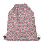 Pink Rose Zigzag Pattern Print Drawstring Bag