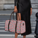Pink Rose Zigzag Pattern Print Duffle Bag