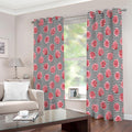 Pink Rose Zigzag Pattern Print Extra Wide Grommet Curtains
