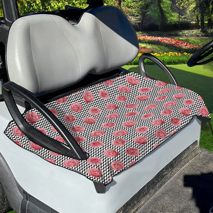Pink Rose Zigzag Pattern Print Golf Cart Seat Cover