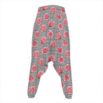 Pink Rose Zigzag Pattern Print Hammer Pants