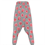 Pink Rose Zigzag Pattern Print Hammer Pants