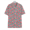 Pink Rose Zigzag Pattern Print Hawaiian Shirt
