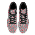 Pink Rose Zigzag Pattern Print High Top Leather Sneakers