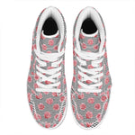 Pink Rose Zigzag Pattern Print High Top Leather Sneakers