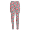 Pink Rose Zigzag Pattern Print High-Waisted Pocket Leggings