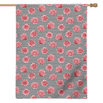 Pink Rose Zigzag Pattern Print House Flag