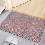 Pink Rose Zigzag Pattern Print Indoor Door Mat