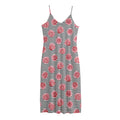 Pink Rose Zigzag Pattern Print Jersey Midi Cami Dress
