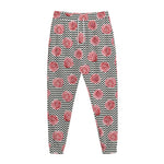 Pink Rose Zigzag Pattern Print Jogger Pants