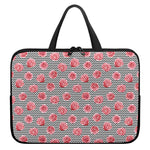 Pink Rose Zigzag Pattern Print Laptop Sleeve With Handle