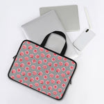Pink Rose Zigzag Pattern Print Laptop Sleeve With Handle